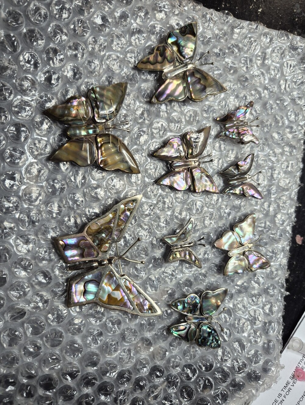 Abalone Shell Butterfly Brooches — Iridescent Multi-Color Set